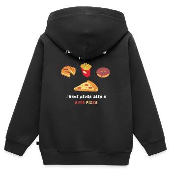 La nourriture est meilleure que les gens drôles en disant chemise - Sweat Premium à capuche zippé enfant bio - noir - Dos - AI Model Kid Male (0cm)