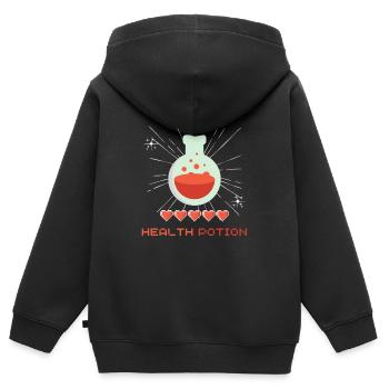I need a health potion gaming pixel Shirt - Kinder Premium Organic Zip Hoodie - Schwarz - Hinten - AI Model Kid Male (0cm)