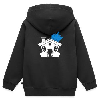 Toit de la maison - Sweat Premium à capuche zippé enfant bio - noir - Dos - AI Model Kid Male (0cm)