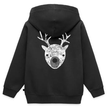 Deer pattern white snow forest christmas skandi - Kids Premium Organic Zip-up Hoodie - black - Back - AI Model Kid Male (0cm)