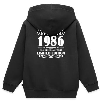 1986 - Jahrgang 1986 - Baujahr 1986 - Kinder Premium Organic Zip Hoodie - Schwarz - Hinten - AI Model Kid Male (0cm)