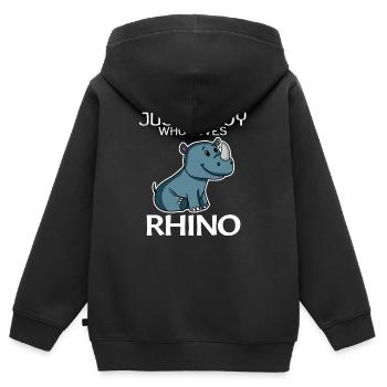Rhino Nashorn - Kinder Premium Organic Zip Hoodie - Schwarz - Hinten - AI Model Kid Male (0cm)