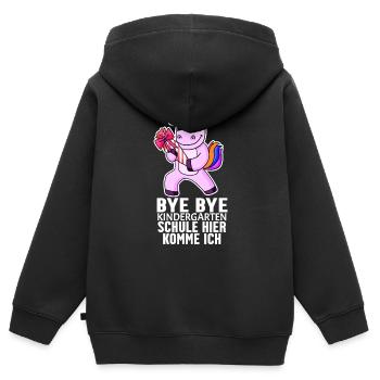 Einschulung Erste Klasse Mädchen - Kinder Premium Organic Zip Hoodie - Schwarz - Hinten - AI Model Kid Male (0cm)