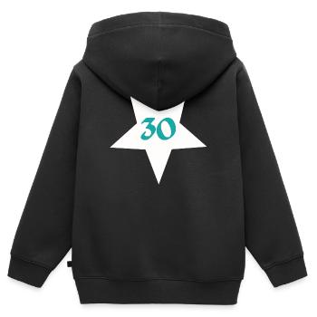 was zum schenken, 30 sternmotiv - Kinder Premium Organic Zip Hoodie - Schwarz - Hinten - AI Model Kid Male (0cm)