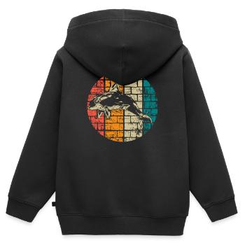 Orca Whale vintage - Sweat Premium à capuche zippé enfant bio - noir - Dos - AI Model Kid Male (0cm)