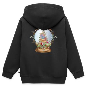 schöne nostalgische Schneekugel mit Weihnachtsbaum - Kinder Premium Organic Zip Hoodie - Schwarz - Hinten - AI Model Kid Male (0cm)