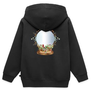 leere nostalgische Schneekugel zum Beschriften - Kinder Premium Organic Zip Hoodie - Schwarz - Hinten - AI Model Kid Male (0cm)