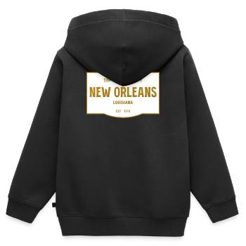 Crescent City New Orleans Emblem - Kids Premium Organic Zip-up Hoodie - black - Back - AI Model Kid Male (0cm)