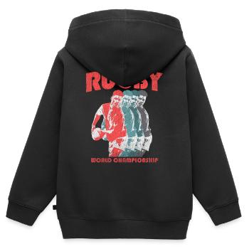 Rugby Weltmeisterschaft Mehrfachdruck - Kinder Premium Organic Zip Hoodie - Schwarz - Hinten - AI Model Kid Male (0cm)