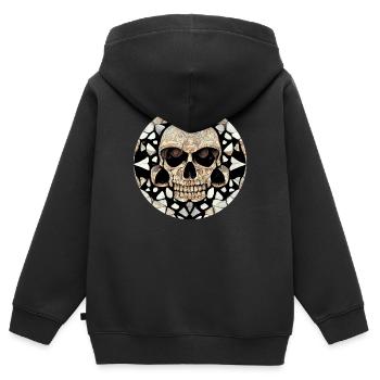 Maya-Kunst - Stammesschädel - Kinder Premium Organic Zip Hoodie - Schwarz - Hinten - AI Model Kid Male (0cm)