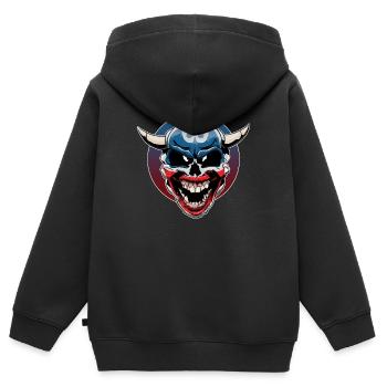 Böser Clownschädel mit dämonischem Lachen - Kinder Premium Organic Zip Hoodie - Schwarz - Hinten - AI Model Kid Male (0cm)