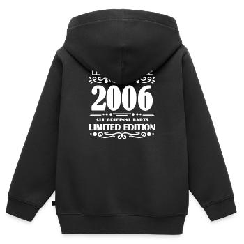 2006 - Jahrgang 2006 - Baujahr 2006 - Kinder Premium Organic Zip Hoodie - Schwarz - Hinten - AI Model Kid Male (0cm)
