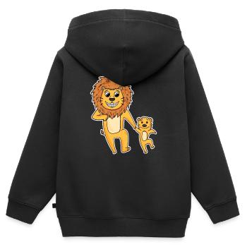 Löwe mit Baby Löwe - Kinder Premium Organic Zip Hoodie - Schwarz - Hinten - AI Model Kid Male (0cm)