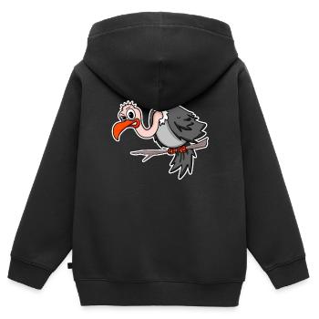 Geier - Kinder Premium Organic Zip Hoodie - Schwarz - Hinten - AI Model Kid Male (0cm)