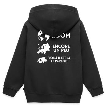 Suisse, je suis Suisse, fierté Suisse - Sweat Premium à capuche zippé enfant bio - noir - Dos - AI Model Kid Male (0cm)