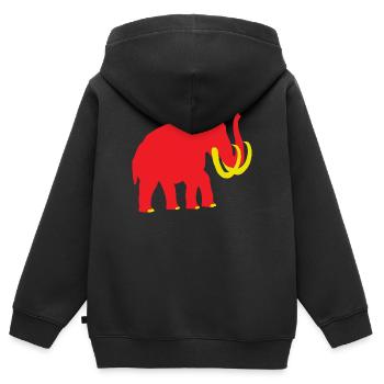 Wolliges Mammut rot gelb - Kinder Premium Organic Zip Hoodie - Schwarz - Hinten - AI Model Kid Male (0cm)