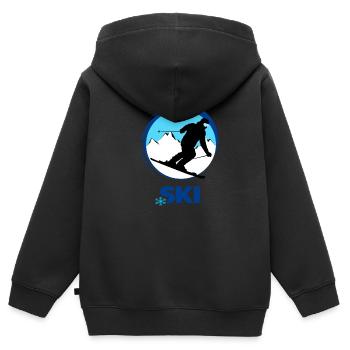 Ski - Sweat Premium à capuche zippé enfant bio - noir - Dos - AI Model Kid Male (0cm)