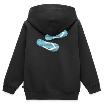 Pantoufles Flip Flops Holiday Wooden Boards cool - Sweat Premium à capuche zippé enfant bio - noir - Dos - AI Model Kid Male (0cm)