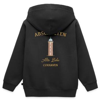 Cuxhaven Leuchtturm Alte Liebe, Mal Abschalten - Kinder Premium Organic Zip Hoodie - Schwarz - Hinten - AI Model Kid Male (0cm)