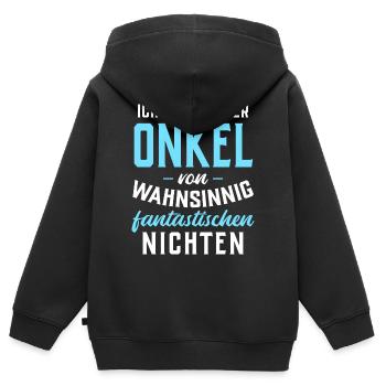 Stolzer Onkel von wahnsinnig fantastischen Nichten - Kinder Premium Organic Zip Hoodie - Schwarz - Hinten - AI Model Kid Male (0cm)