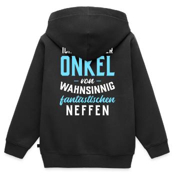 Stolzer Onkel von wahnsinnig fantastischen Neffen - Kinder Premium Organic Zip Hoodie - Schwarz - Hinten - AI Model Kid Male (0cm)