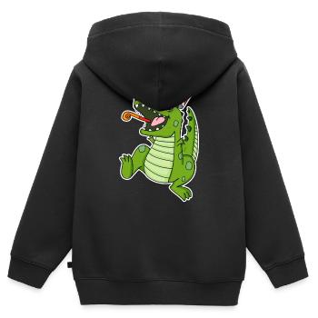 Dino Party - Kinder Premium Organic Zip Hoodie - Schwarz - Hinten - AI Model Kid Male (0cm)