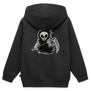 Sensenmann mit Sense - Kinder Premium Organic Zip Hoodie - Schwarz - Hinten - AI Model Kid Male (0cm)