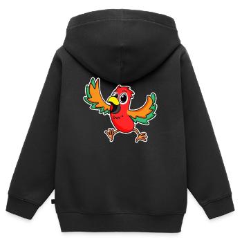 Perroquet Oiseaux Oiseaux - Sweat Premium à capuche zippé enfant bio - noir - Dos - AI Model Kid Male (0cm)