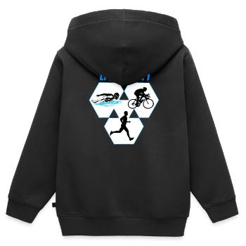 Triathlon - Kinder Premium Organic Zip Hoodie - Schwarz - Hinten - AI Model Kid Male (0cm)