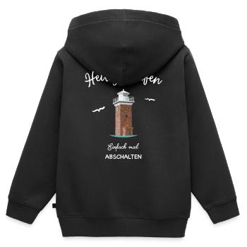 Heiligenhafen Zeichnung des Leuchtturms - Kinder Premium Organic Zip Hoodie - Schwarz - Hinten - AI Model Kid Male (0cm)