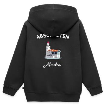 Marken, Waterland, Niederlande, Zeichnung - Kinder Premium Organic Zip Hoodie - Schwarz - Hinten - AI Model Kid Male (0cm)