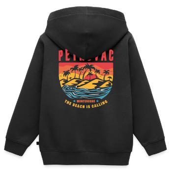 Petrovac Montenegro Strand Design - Kinder Premium Organic Zip Hoodie - Schwarz - Hinten - AI Model Kid Male (0cm)
