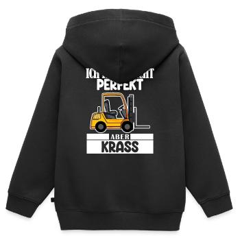 Staplerfahrer Gabelstapler Lager Logistik - Kinder Premium Organic Zip Hoodie - Schwarz - Hinten - AI Model Kid Male (0cm)