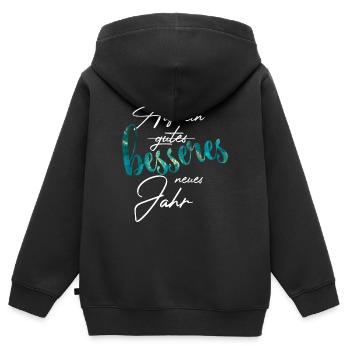 Neujahrswunsch Handlettering - Kinder Premium Organic Zip Hoodie - Schwarz - Hinten - AI Model Kid Male (0cm)