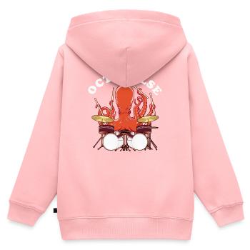 OctoPULSE | Poulpe Jouant De La Batterie - Sweat Premium à capuche zippé enfant bio - rose - Dos - AI Model Kid Female (0cm)