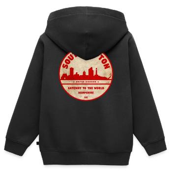 Insigne de la Skyline de Southampton - Sweat Premium à capuche zippé enfant bio - noir - Dos - AI Model Kid Male (0cm)
