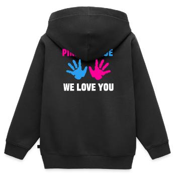 Parents Grossesse Grossesse Déclaration Maman - Sweat Premium à capuche zippé enfant bio - noir - Dos - AI Model Kid Male (0cm)