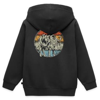 Büffel vintage - Kinder Premium Organic Zip Hoodie - Schwarz - Hinten - AI Model Kid Male (0cm)