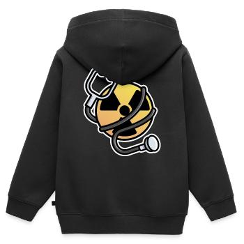 Logo Strahlung Manip Radiologe Radiologe Radiologie - Kinder Premium Organic Zip Hoodie - Schwarz - Hinten - AI Model Kid Male (0cm)