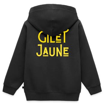 manifestation, crise financière - Sweat Premium à capuche zippé enfant bio - noir - Dos - AI Model Kid Male (0cm)