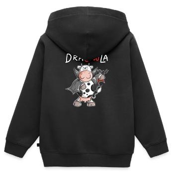 DraCOWla Dracula Vache Halloween - Sweat Premium à capuche zippé enfant bio - noir - Dos - AI Model Kid Male (0cm)