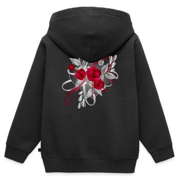 silberfarbene Valentinstag Komposition mit Rosen - Kinder Premium Organic Zip Hoodie - Schwarz - Hinten - AI Model Kid Male (0cm)