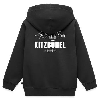 ski, station de ski, fan de ski - Sweat Premium à capuche zippé enfant bio - noir - Dos - AI Model Kid Male (0cm)