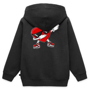 Dabbing Herz Valentinstag - Kinder Premium Organic Zip Hoodie - Schwarz - Hinten - AI Model Kid Male (0cm)