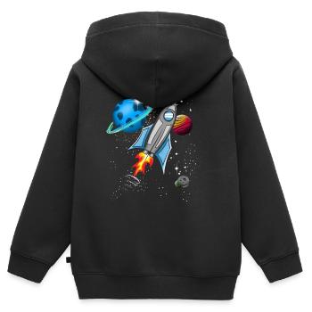 Rakete im Weltall - Kinder Premium Organic Zip Hoodie - Schwarz - Hinten - AI Model Kid Male (0cm)