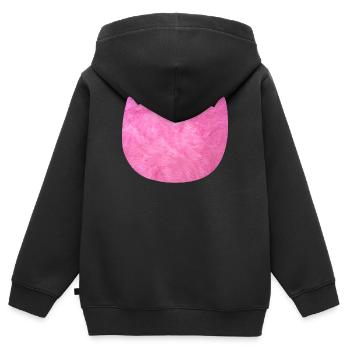 Katze Flausch Pelz Fell pink Fan Katzenliebe - Kinder Premium Organic Zip Hoodie - Schwarz - Hinten - AI Model Kid Male (0cm)