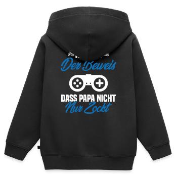Schwangerschaft Baby Geburt Gamer - Papa Spruch - Kinder Premium Organic Zip Hoodie - Schwarz - Hinten - AI Model Kid Male (0cm)