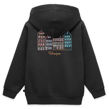 Tübingen, Süddeutschland, Strichzeichnung - Kinder Premium Organic Zip Hoodie - Schwarz - Hinten - AI Model Kid Male (0cm)