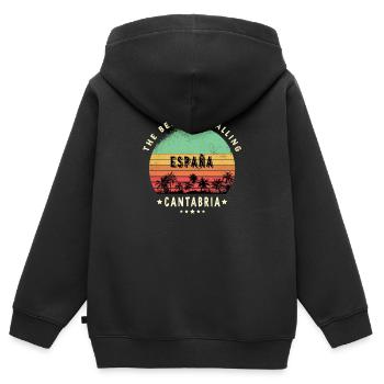 Kantabrien Spanien Palmen Design - Kinder Premium Organic Zip Hoodie - Schwarz - Hinten - AI Model Kid Male (0cm)