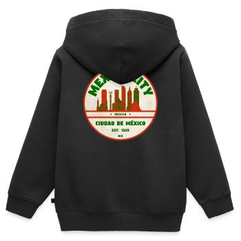 Vintage-Siegel Mexiko-Stadt Skyline - Kinder Premium Organic Zip Hoodie - Schwarz - Hinten - AI Model Kid Male (0cm)